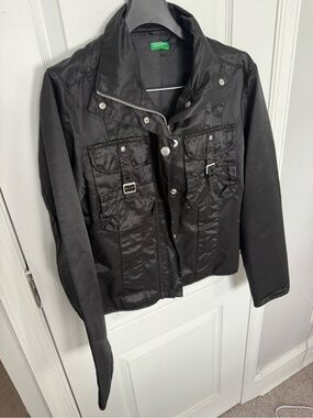United Colors Of Benetton Black Utility Jacket with Buckle Details